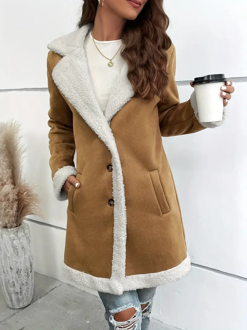 Luxurious Faux Fur Women's Long Coat - Elegant, Warm, and Water-Resistant Polyester Fabric - Perfect for Autumn and Winter Wear with No Stretch