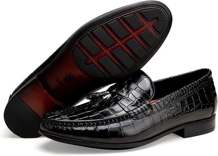Black Crocodile Leather Loafers