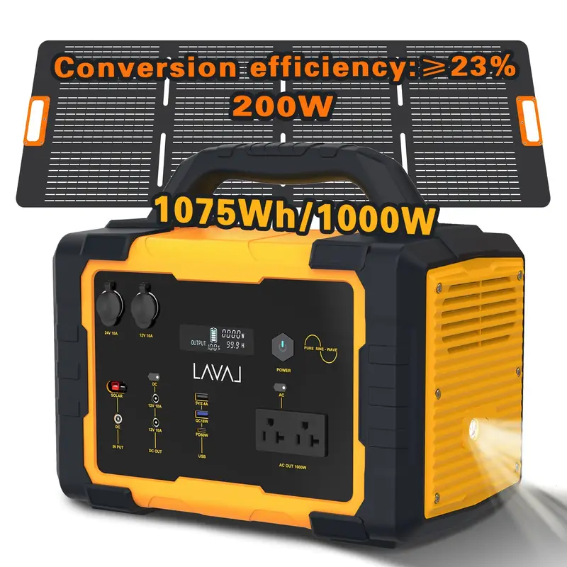 1000W + 200W Solar Generator with Backup Battery