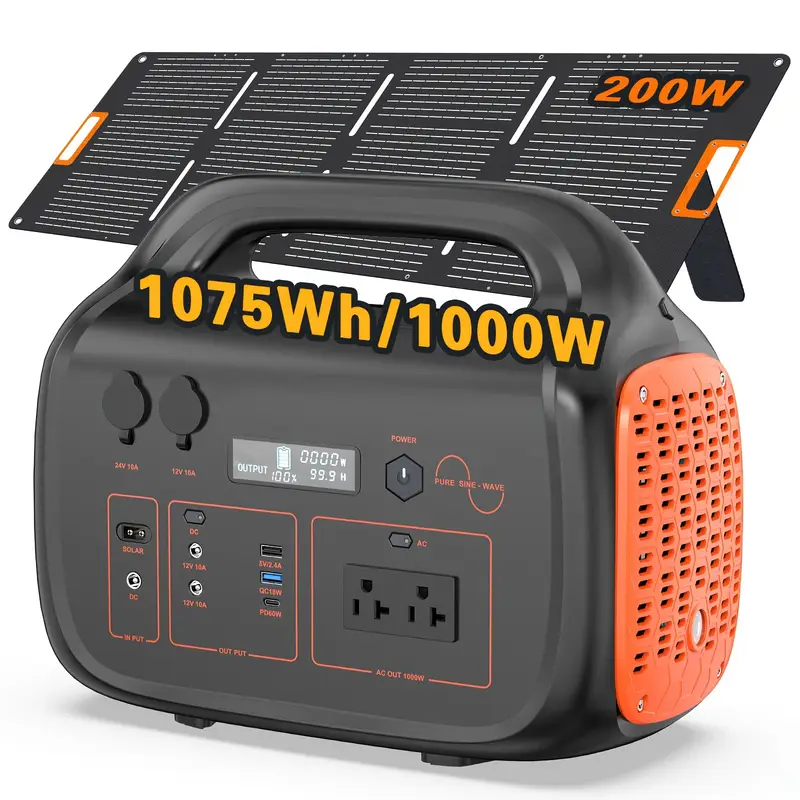 1000W + 200W Solar Generator with Backup Battery