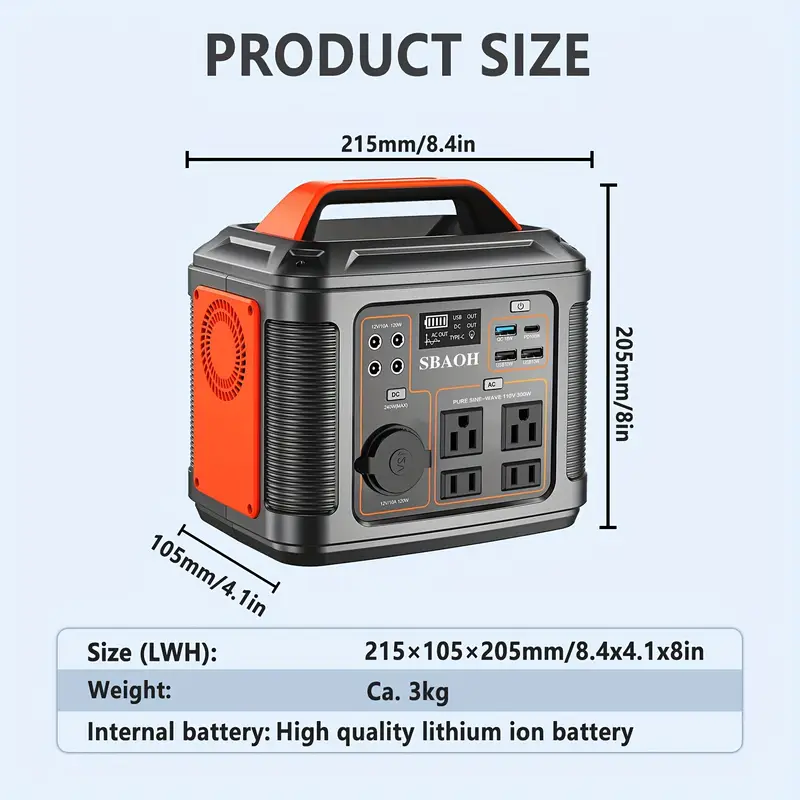 SBAOH 300W Power Station with LED Flashlight