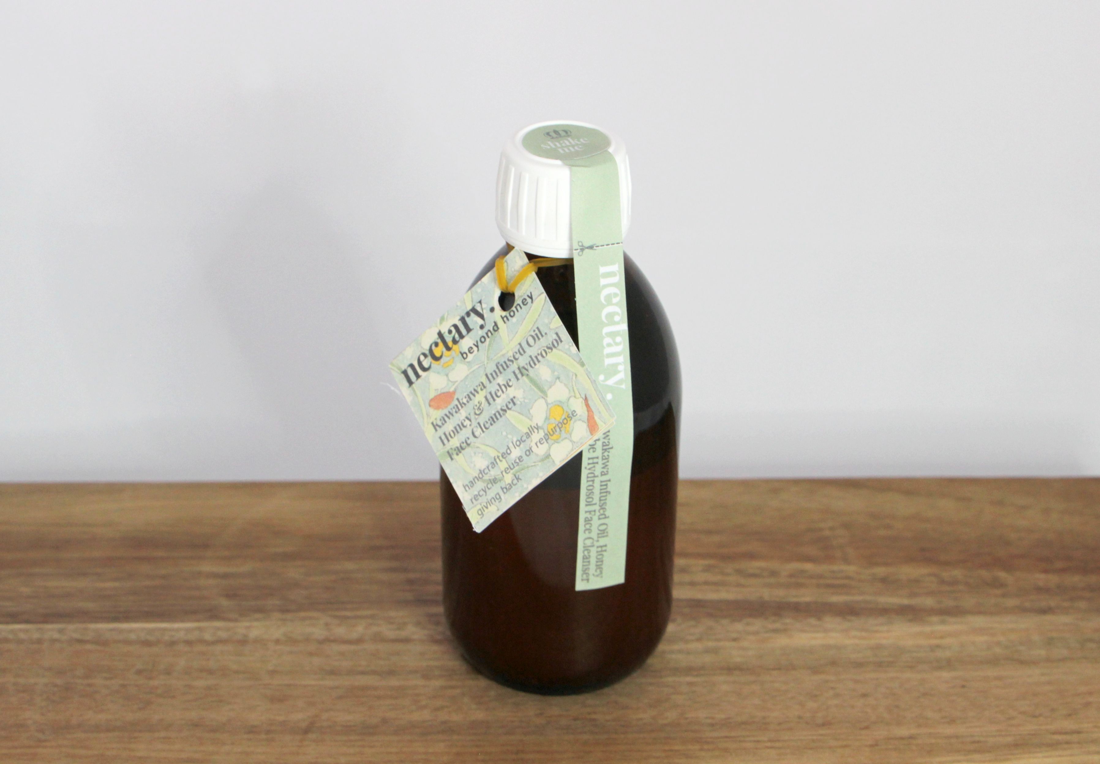 kawakawa infused oil, honey & hebe hydrosol face cleanser & toner.