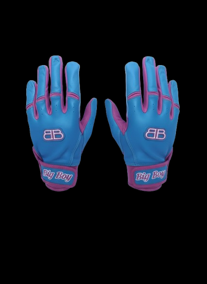Blue Raspberry Short Cuff Batting Gloves (Blue/Pink)