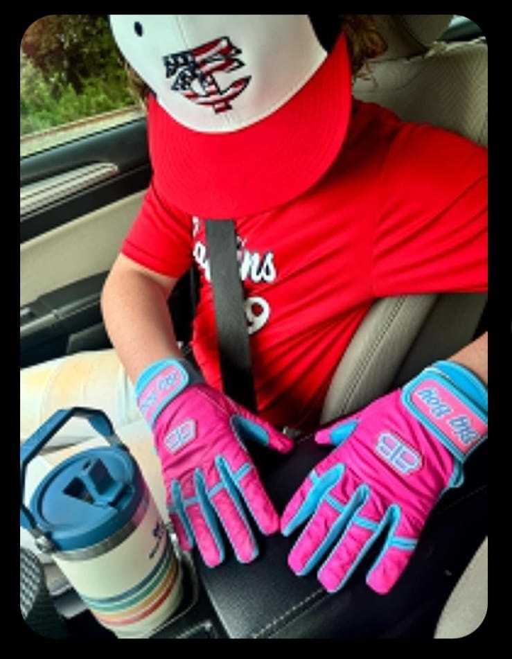 Cotton Candy Short Cuff Batting Gloves (Pink/Blue)