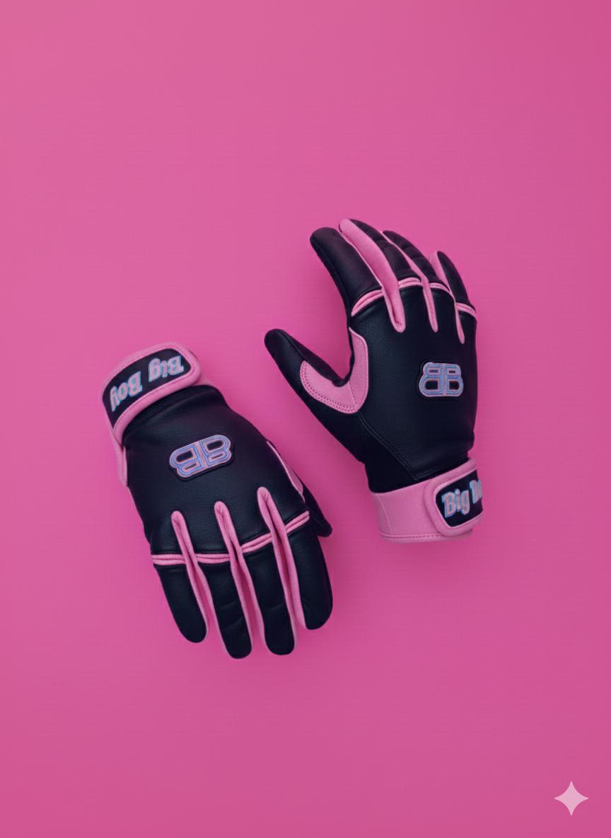 Miami Nice Short Cuff Batting Gloves (Black/Pink)