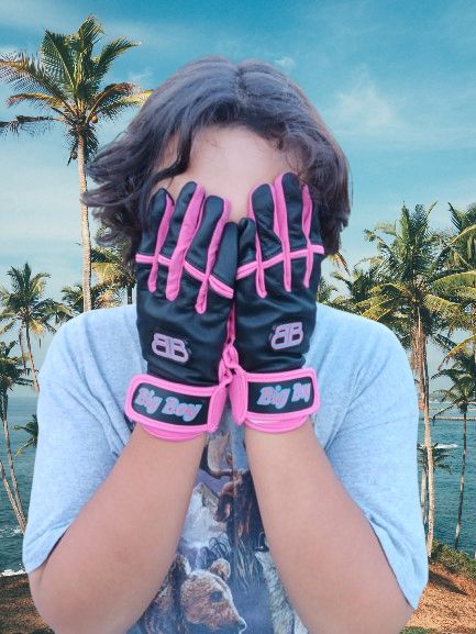Miami Nice Short Cuff Batting Gloves (Black/Pink)