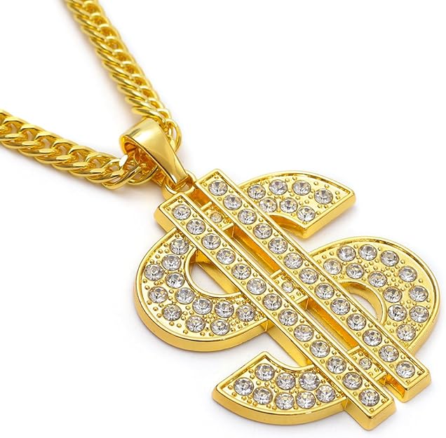 Gold Dollar Sign Pendant Necklace