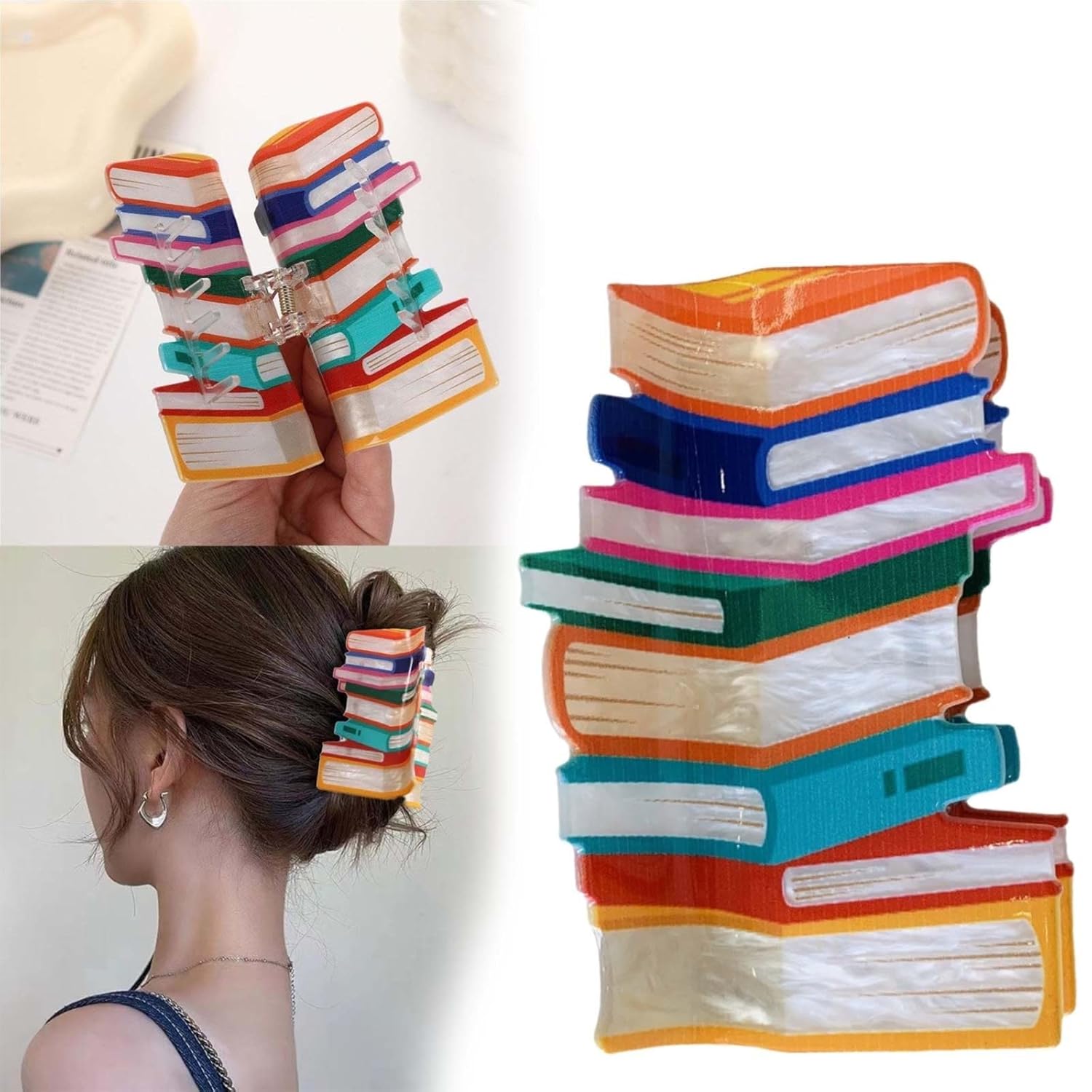Book Stack Hair Clip