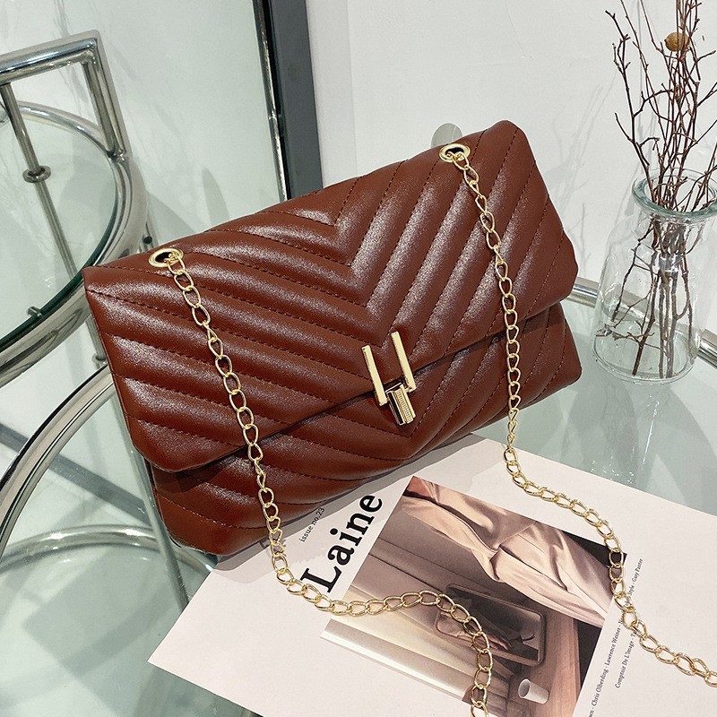Brown Quilted Shoulder Bag