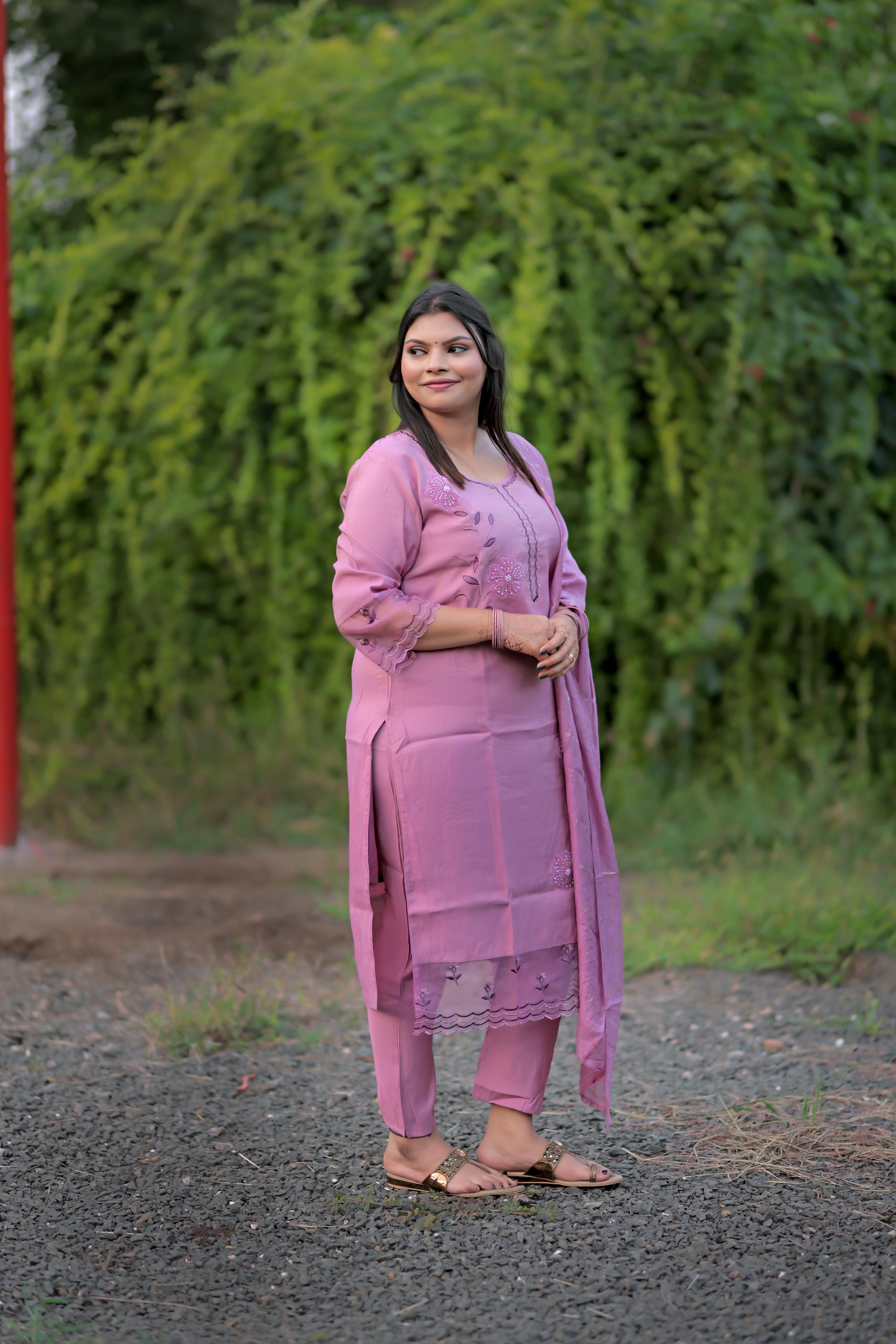 Blush Pink Intricate Embellished Kurta Set