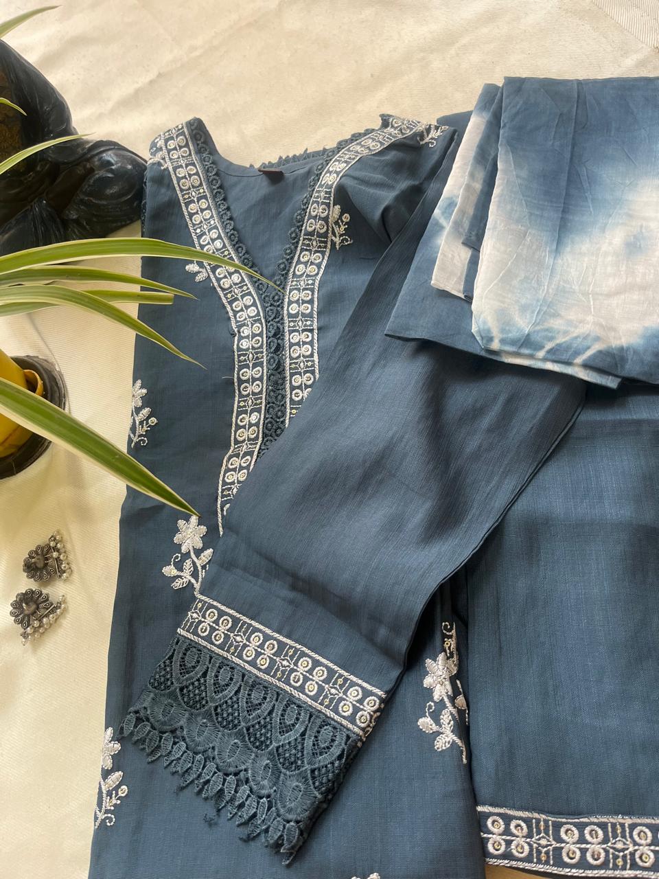 Elegant 3-Piece Kurta Sets with Embroidered Detailing