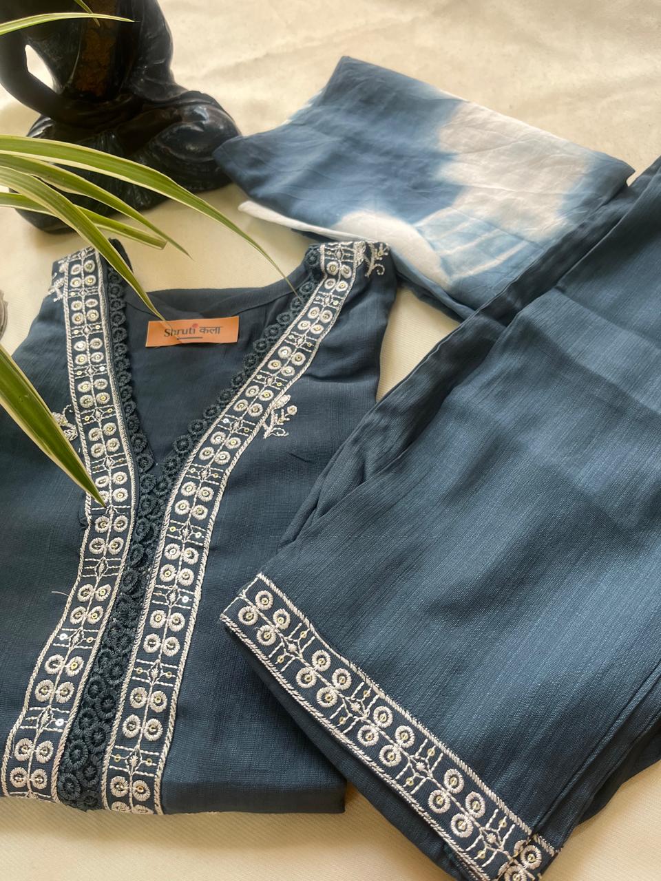 Elegant 3-Piece Kurta Sets with Embroidered Detailing