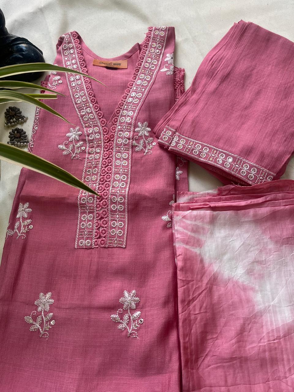 Elegant 3-Piece Kurta Sets with Embroidered Detailing