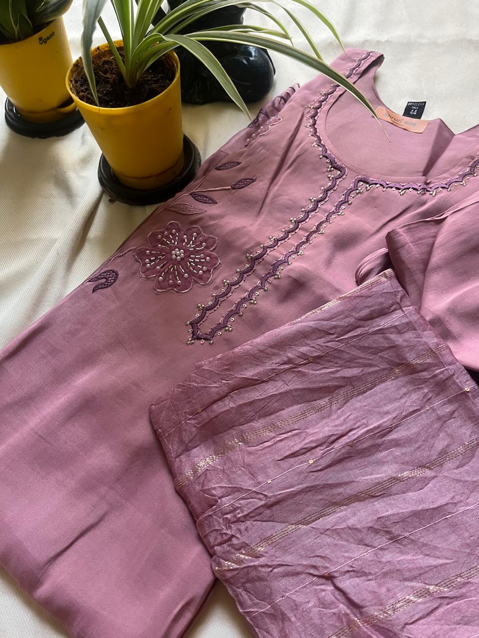 Blush Pink Intricate Embellished Kurta Set