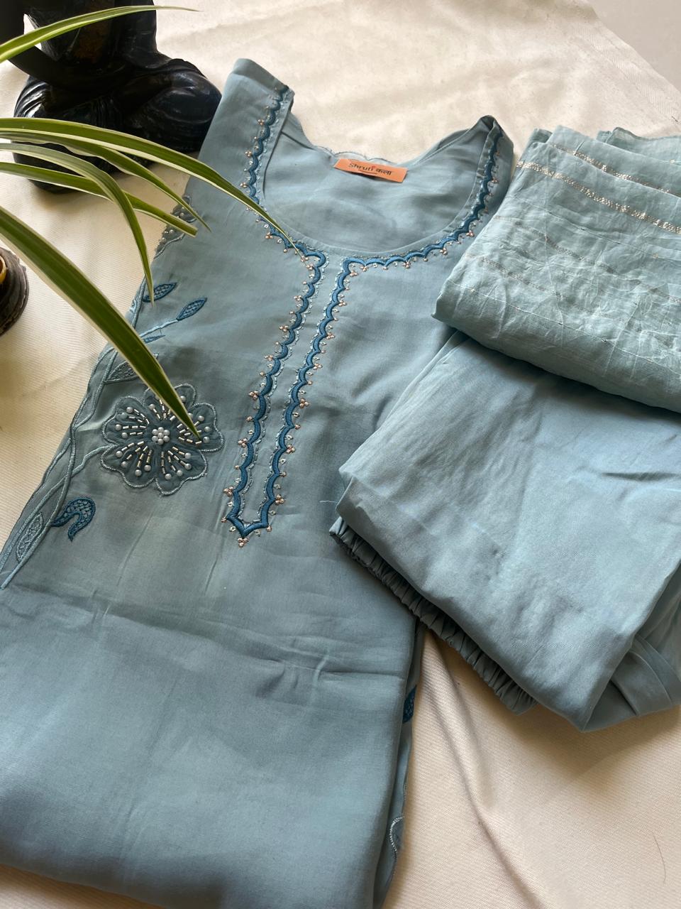 Graceful Sky Blue Suit Set