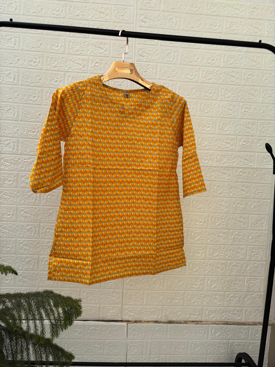 Yellow printed Kurti