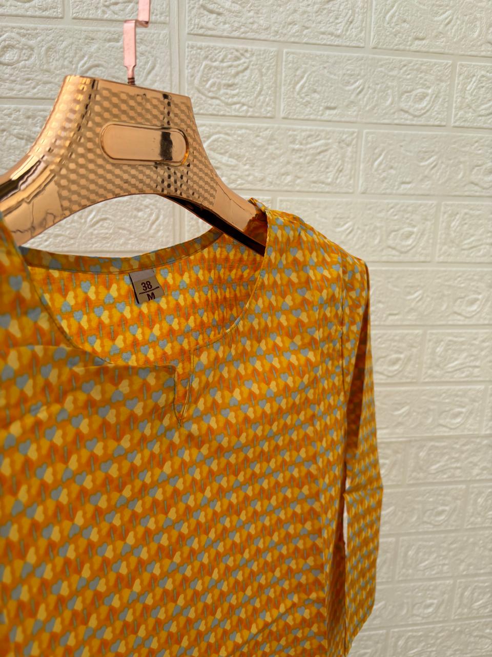 Yellow printed Kurti