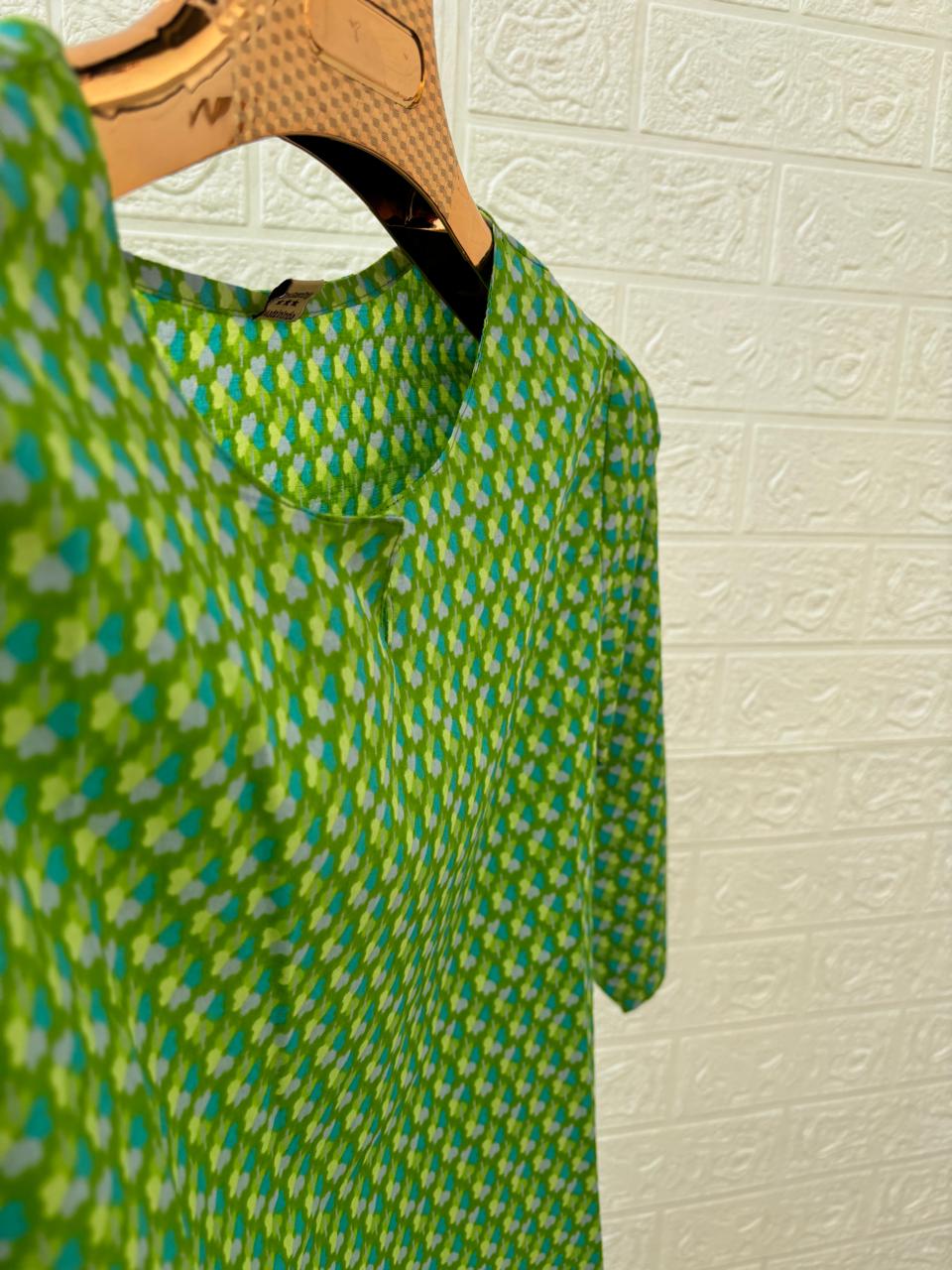 Green cotton short kurta