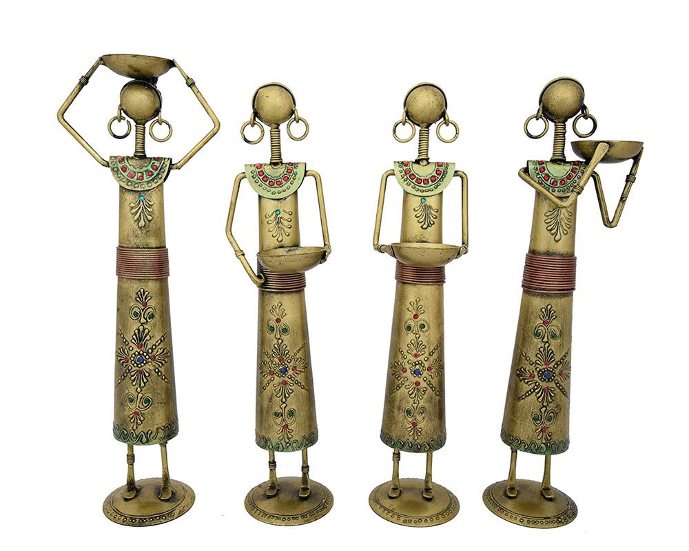 Metal Handicraft Metal Dolls Candle Stands; Customizable as per quantity