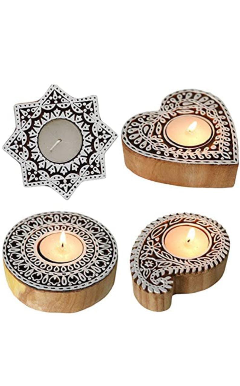 Wooden Dye Cut Candle Holders ; Custom made designs available 