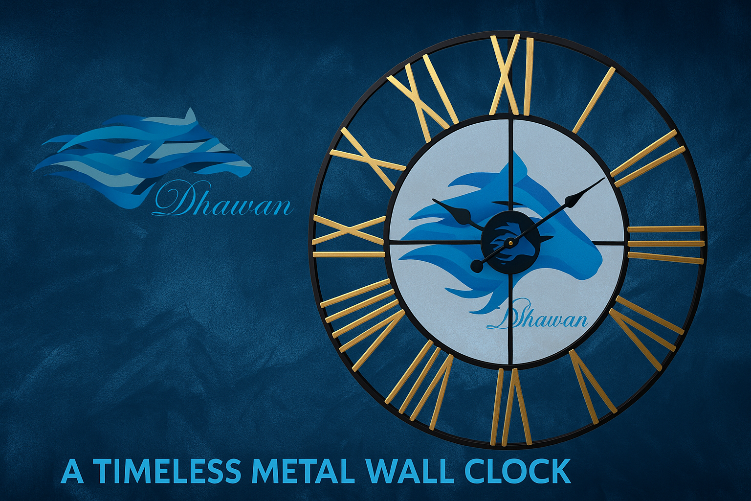 16” Black and Golden Metal Wall Clock