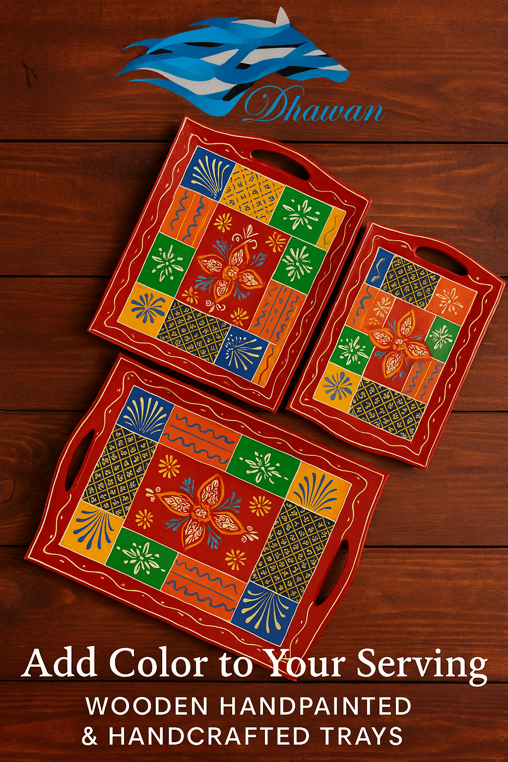 Handcrafted Wooden Trays Set of 3