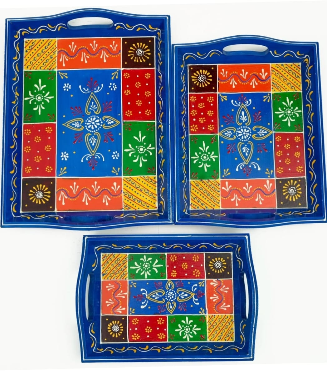 Handcrafted Wooden Trays Set of 3 