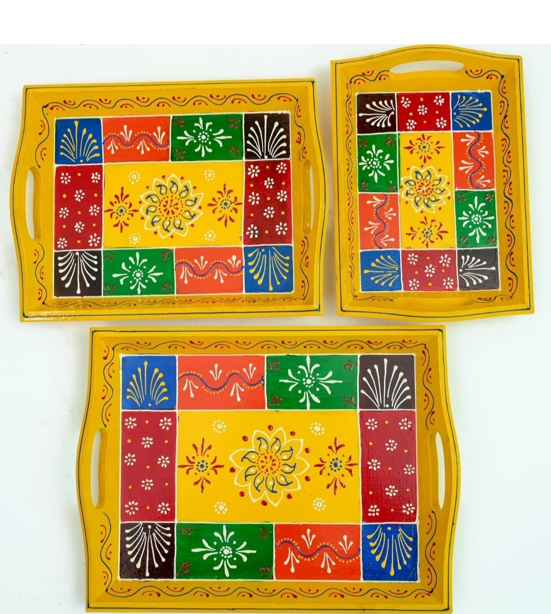 Handcrafted Wooden Trays Set of 3 
