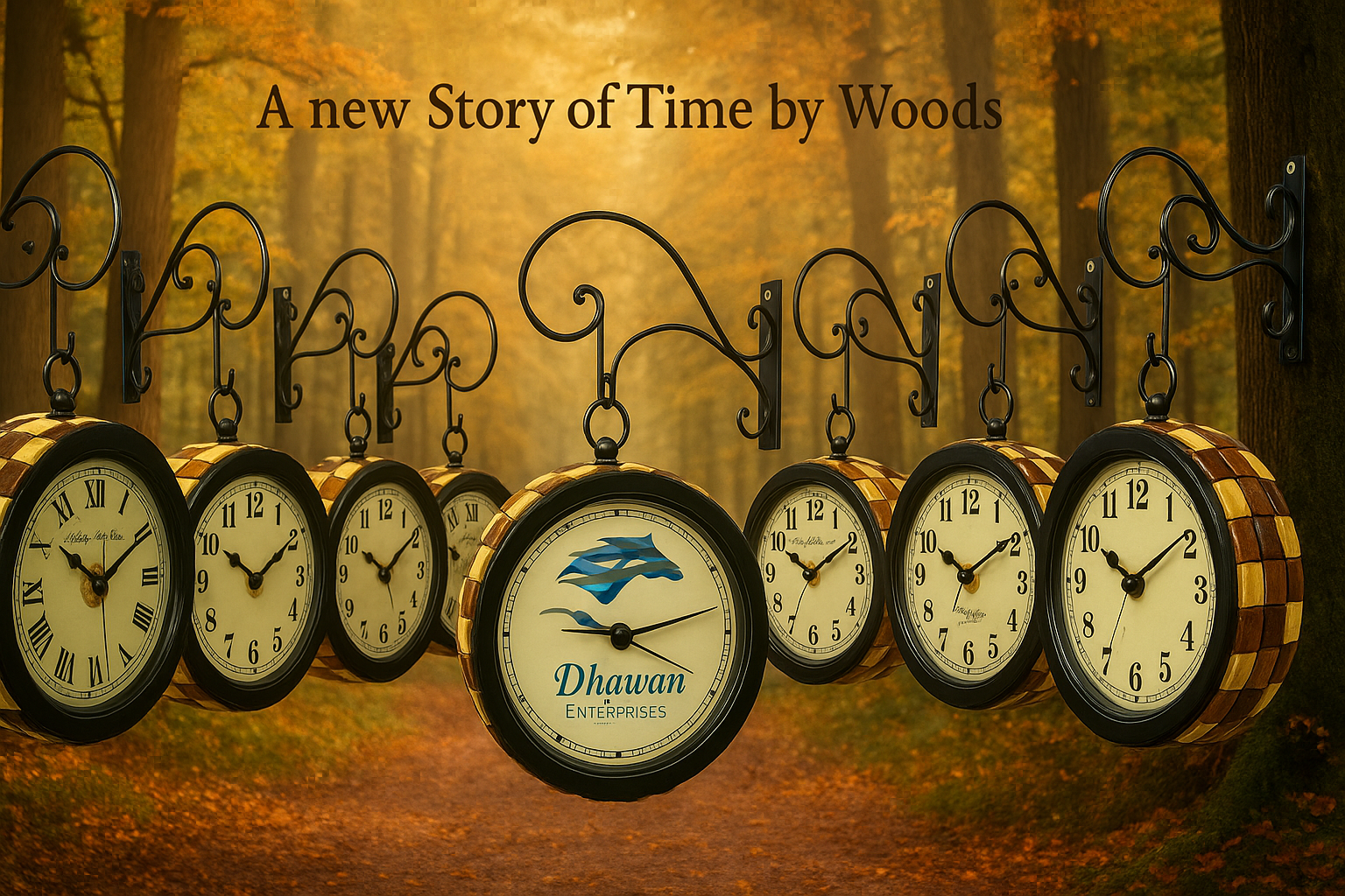 Wooden Elegant Handmade Railway Double Sided Wall Clock