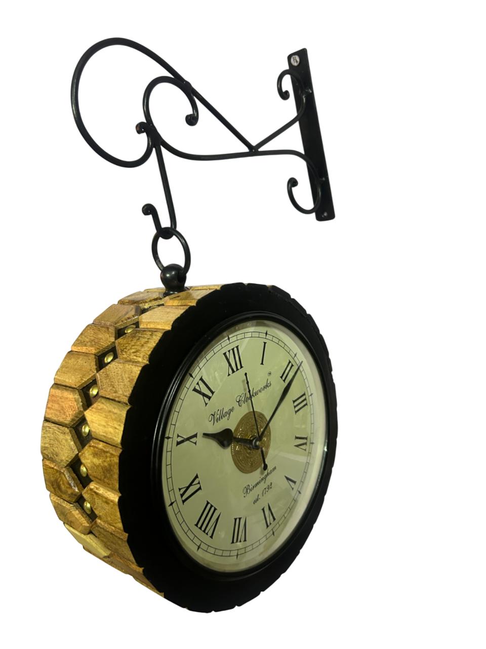 Wooden Elegant Handmade Railway Double Sided Wall Clock