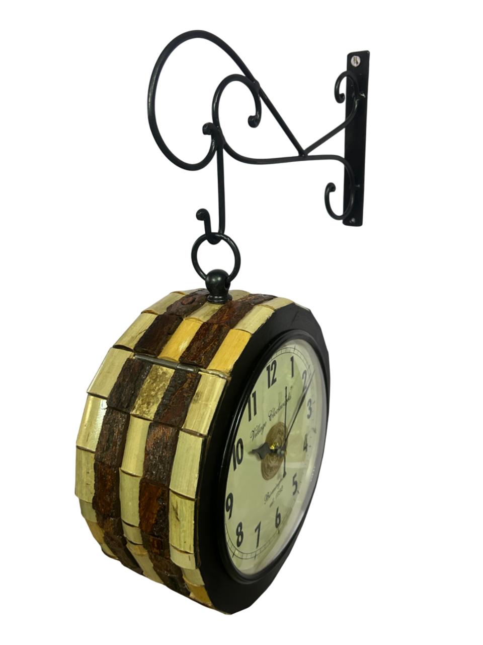 Wooden Elegant Handmade Railway Double Sided Wall Clock