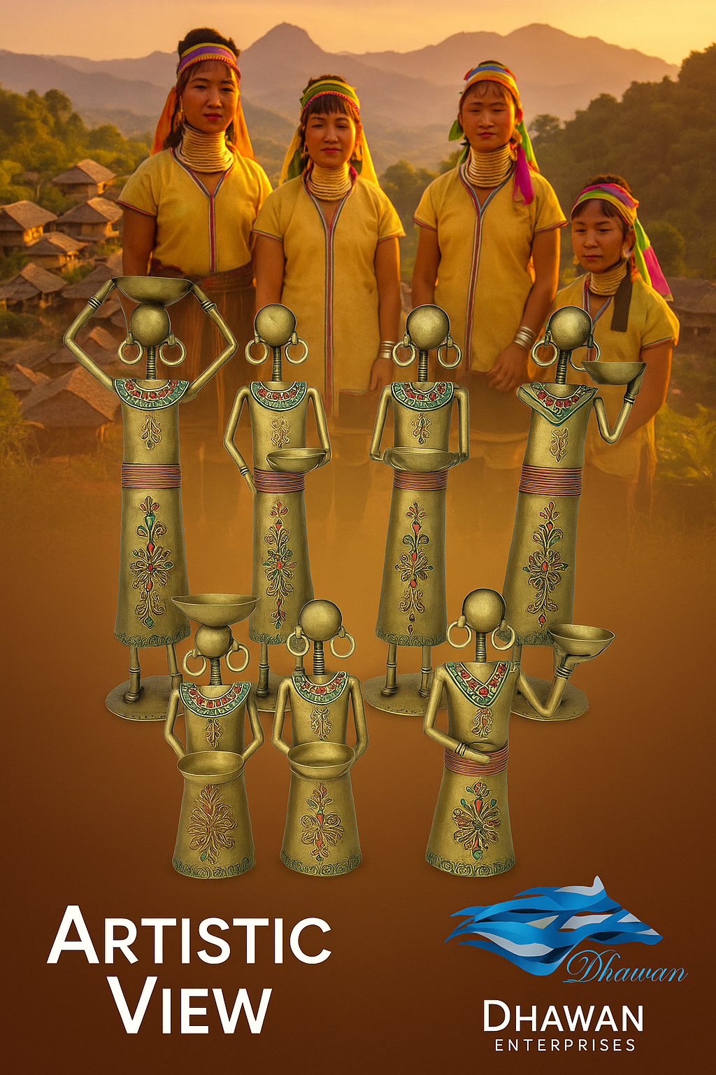 Metal Handicraft Metal Dolls Candle Stands; Customizable as per quantity