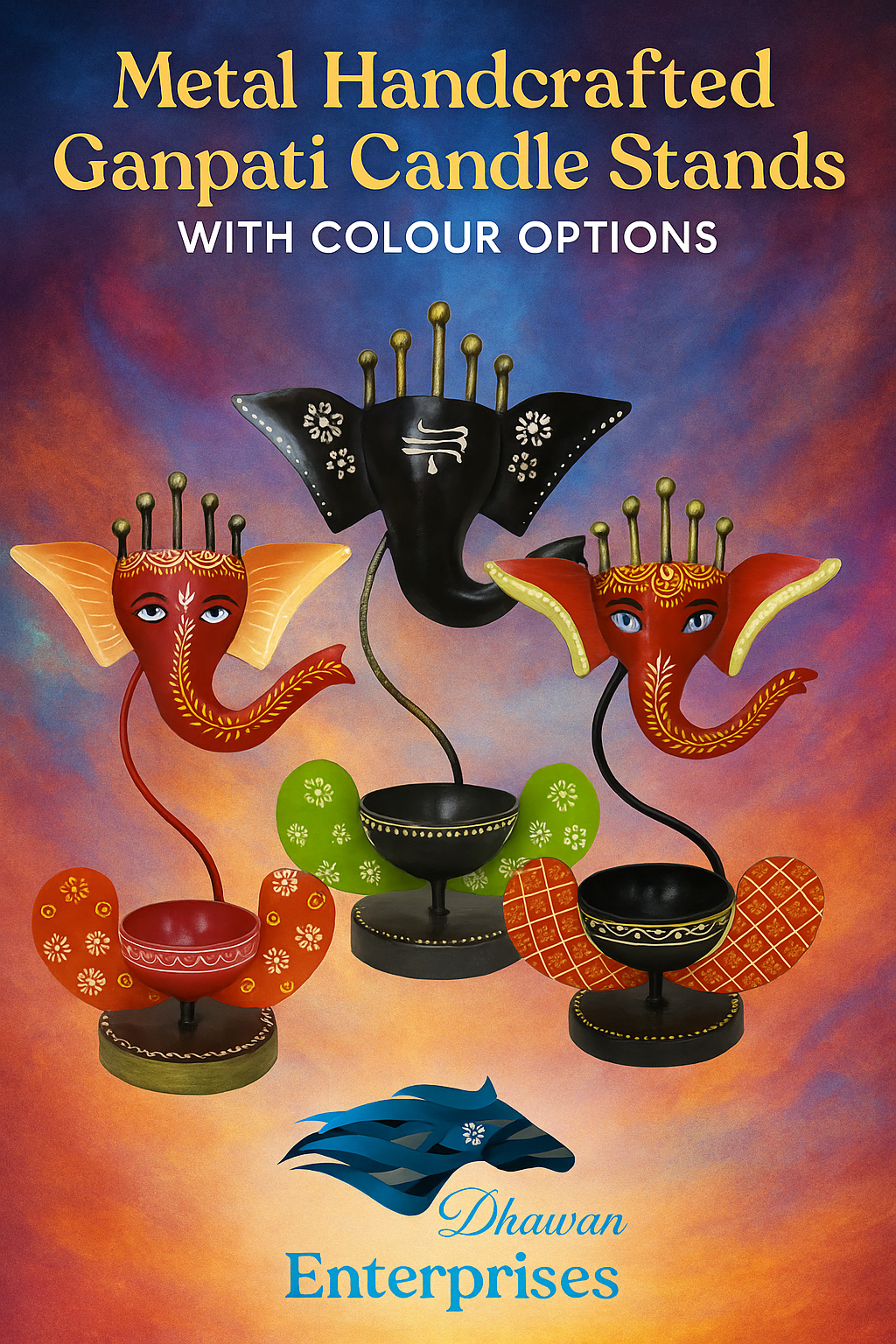 Metal Handcrafted Ganpati Candle Stands