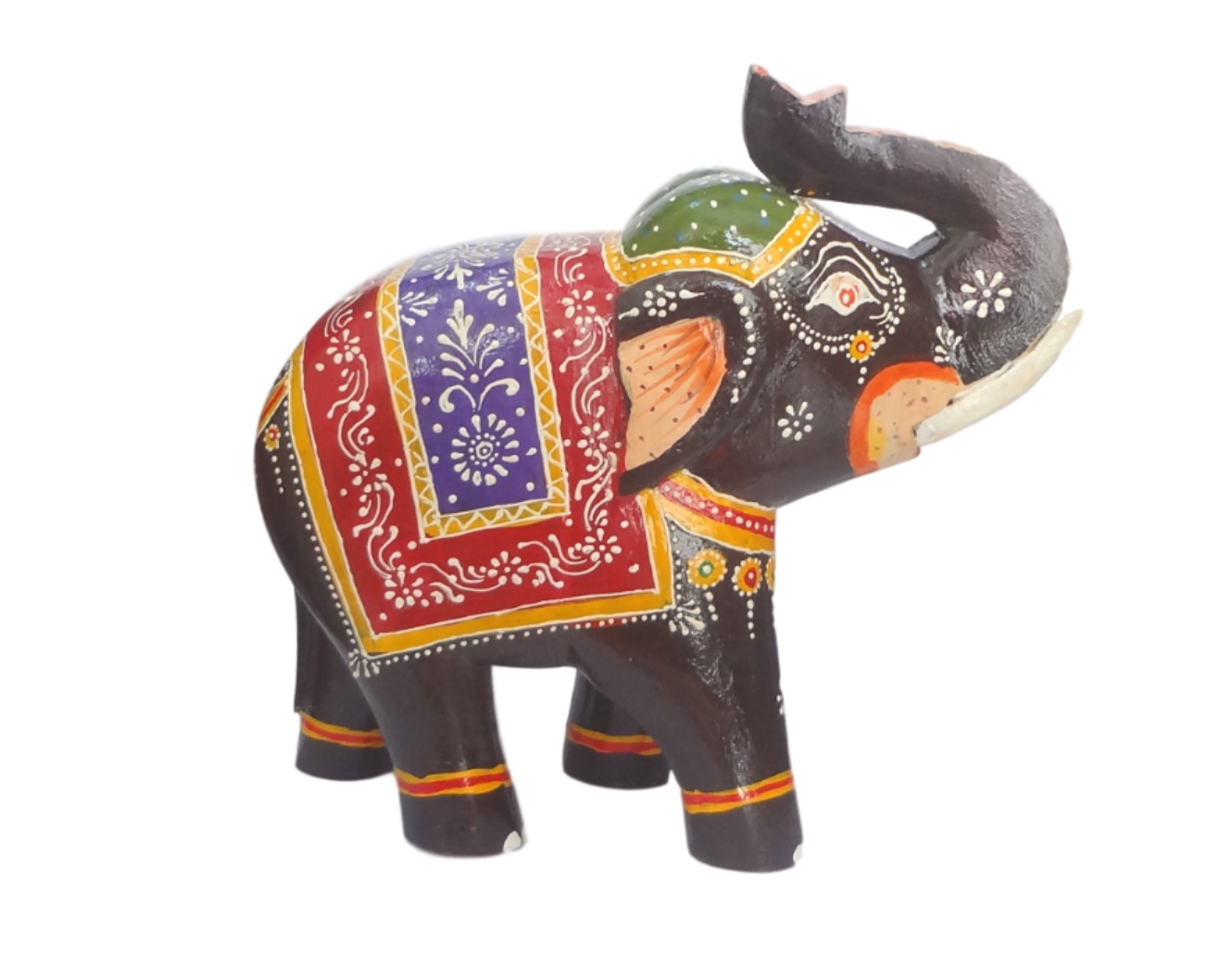 Handmade and Handcarved  Handpainted Wooden Elephant Figurine