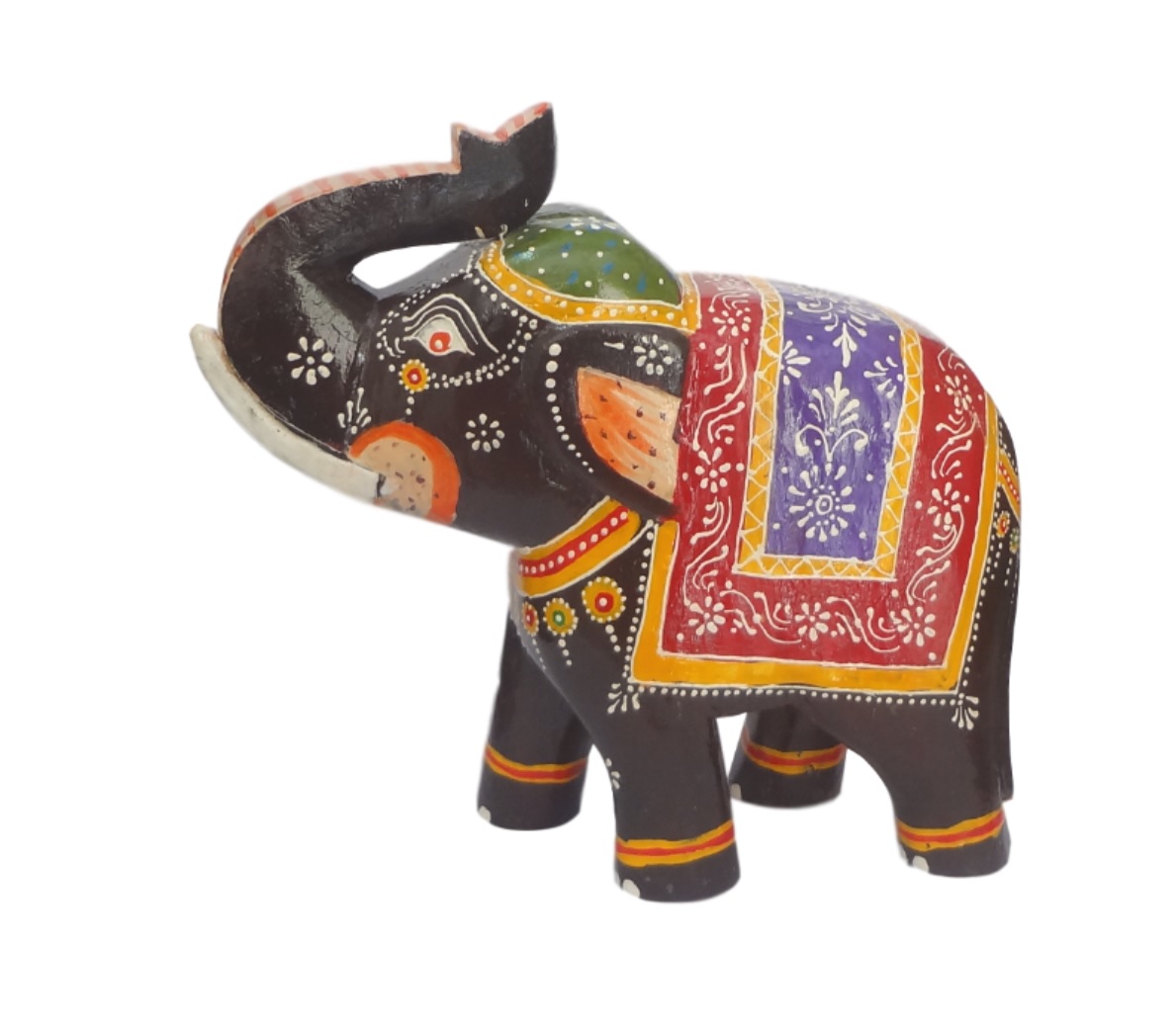 Handmade and Handcarved  Handpainted Wooden Elephant Figurine