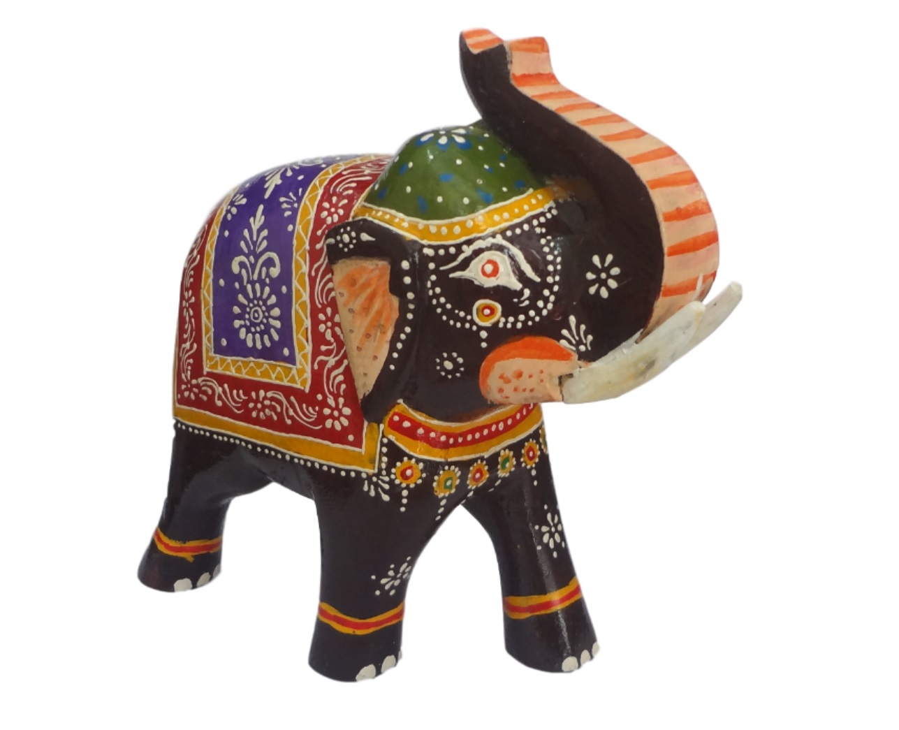Handmade and Handcarved  Handpainted Wooden Elephant Figurine
