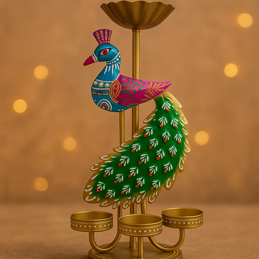 Handcrafted Peacock Candle Holder
