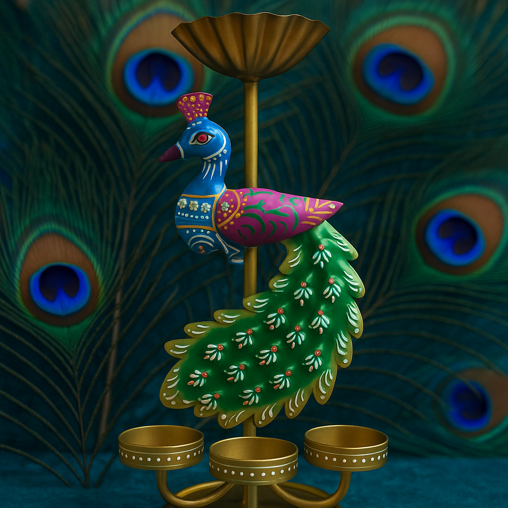 Handcrafted Peacock Candle Holder