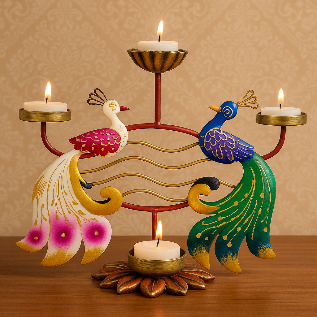 Peacock Tea Light Candle Holder