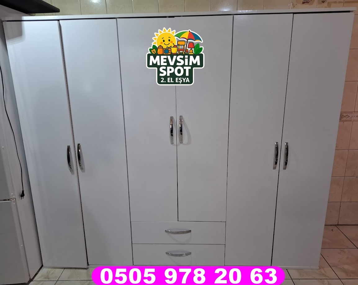 6 Kapaklı Beyaz Gardırop