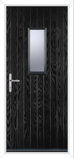 Short Composite Door with Glass Panel and Chrome Hardware