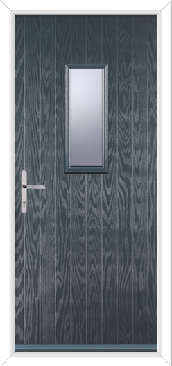 Short Composite Door with Glass Panel and Chrome Hardware