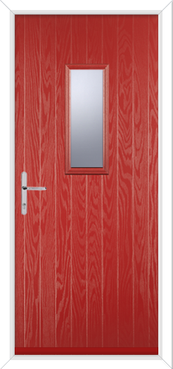 Short Composite Door with Glass Panel and Chrome Hardware