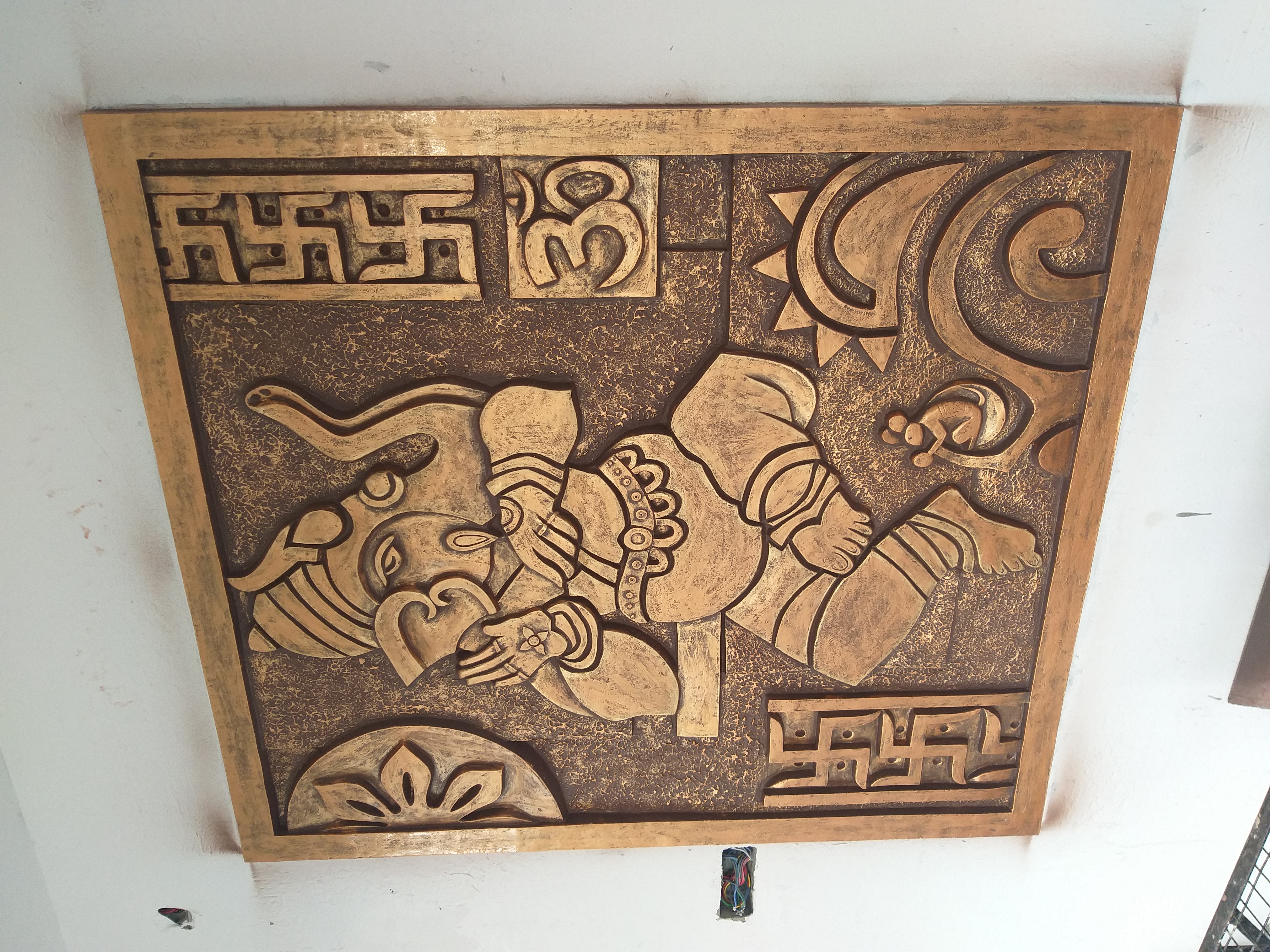 Wooden Wall Art with Elephant Design