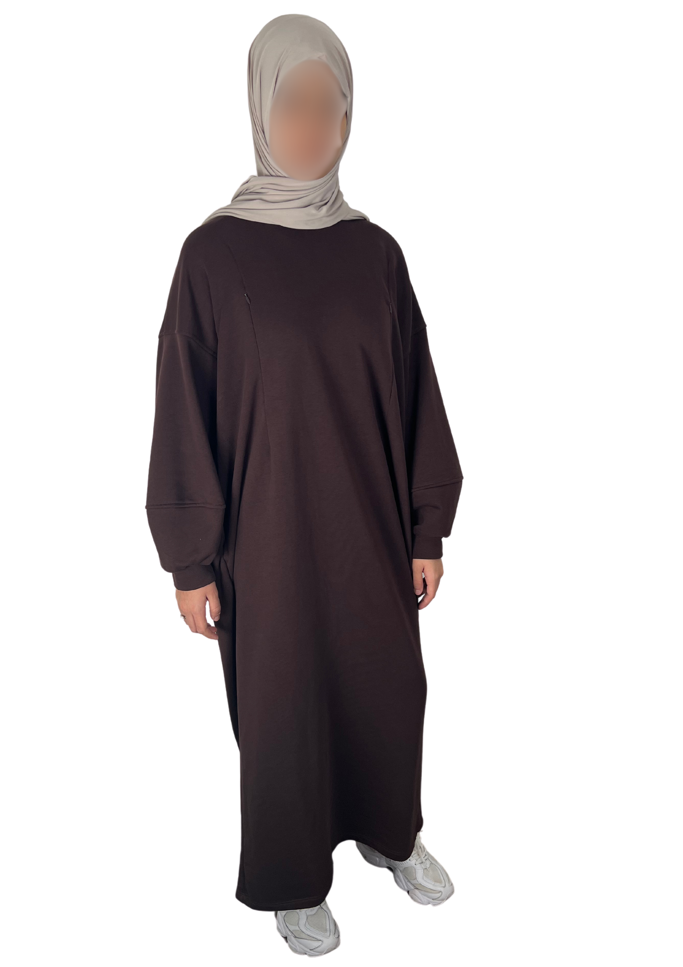 ROBE PULL D'ALLAITEMENT MARRON CHOCOLAT 