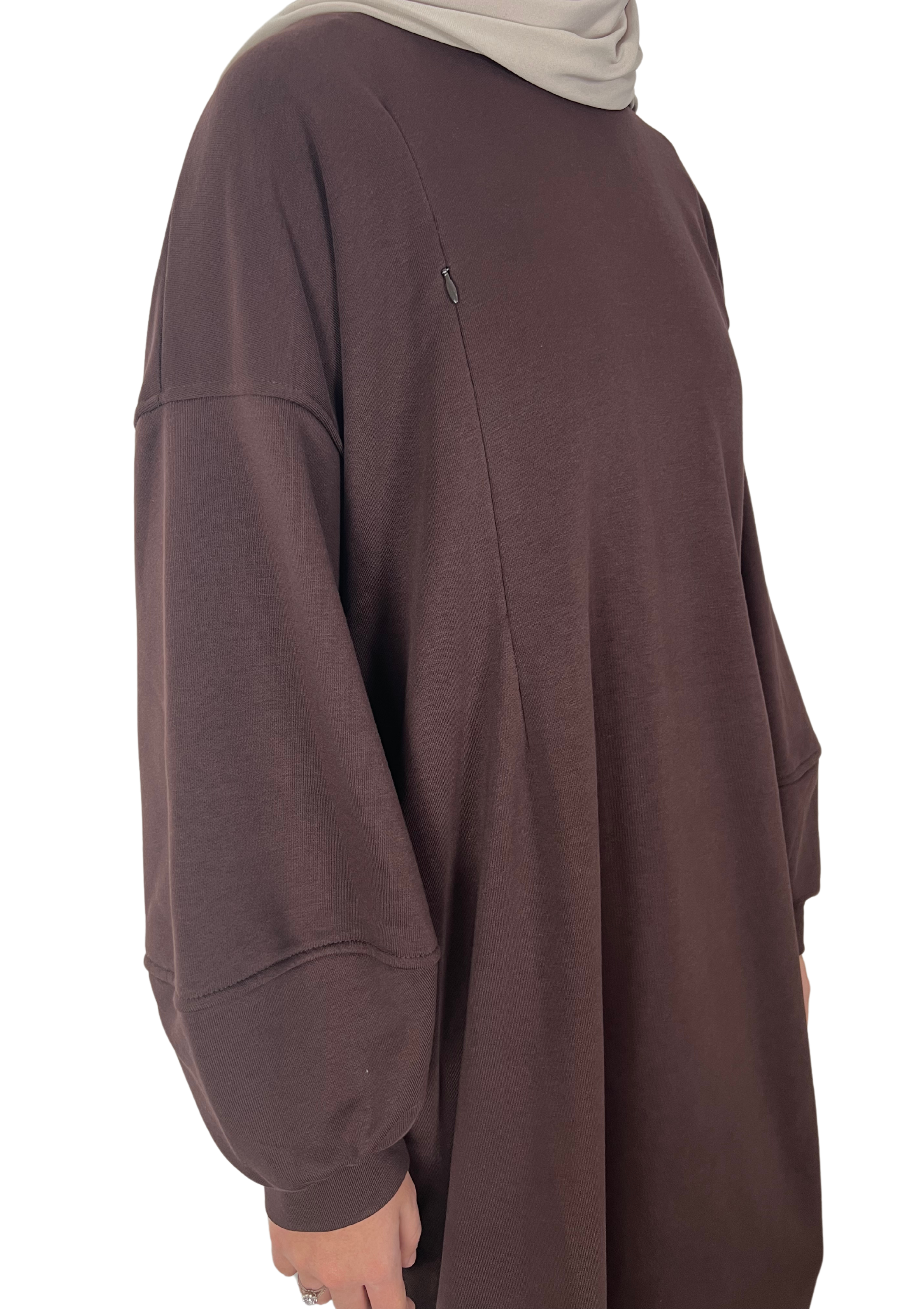 ROBE PULL D'ALLAITEMENT MARRON CHOCOLAT 