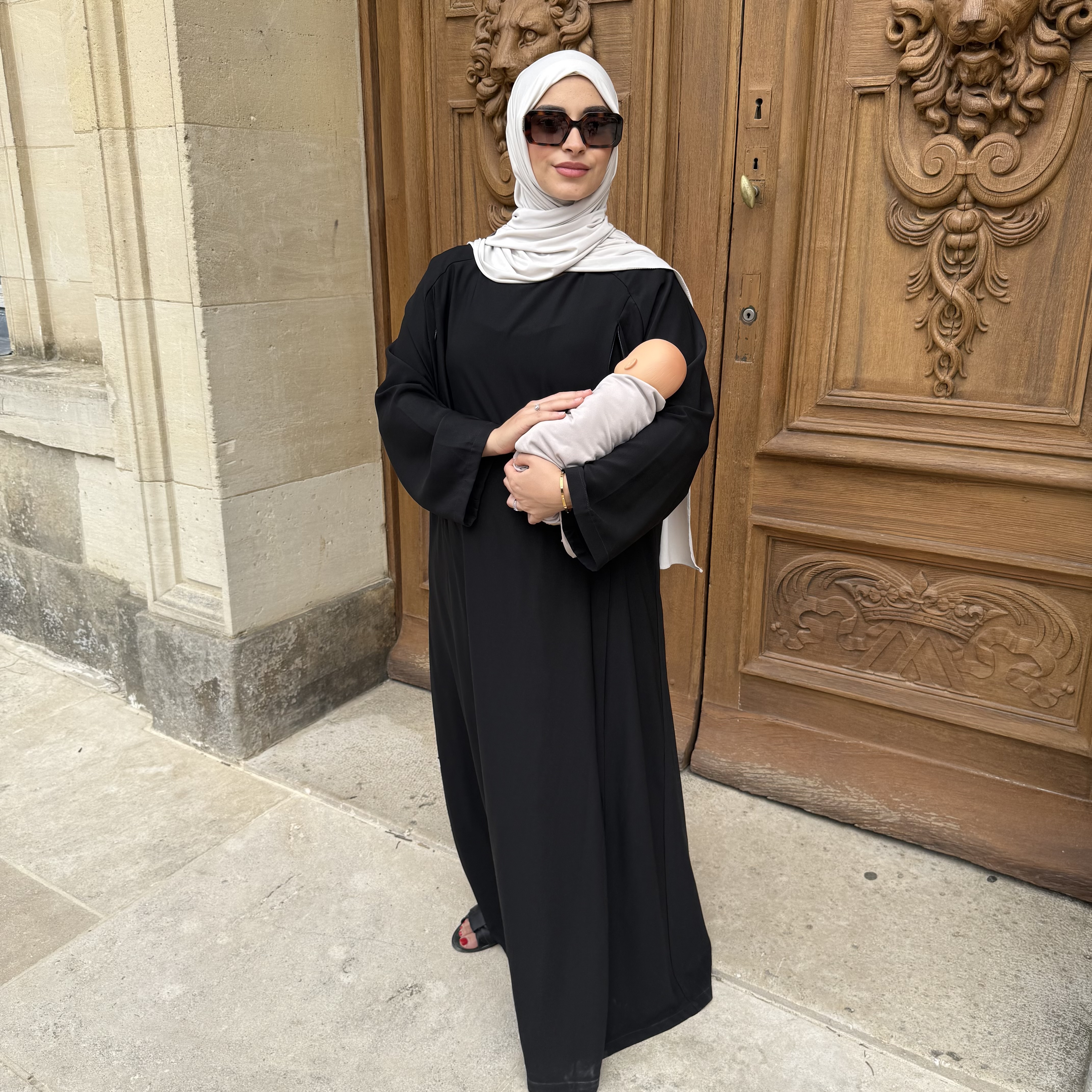 ABAYA D'ALLAITEMENT NOIR