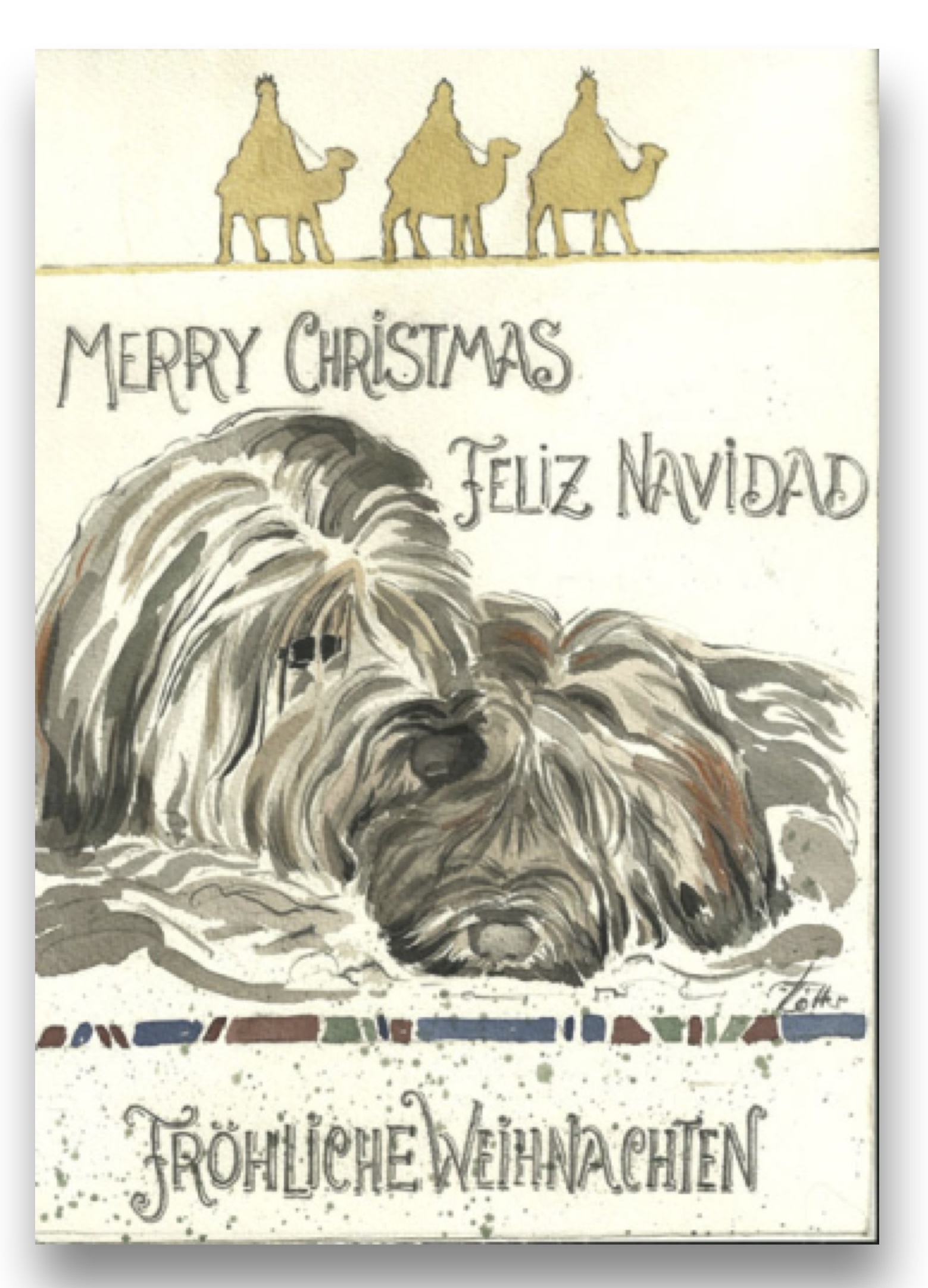 3 Weihnachtskarten mit Hundemotiv 9 € inkl.Versand nach Deutschland