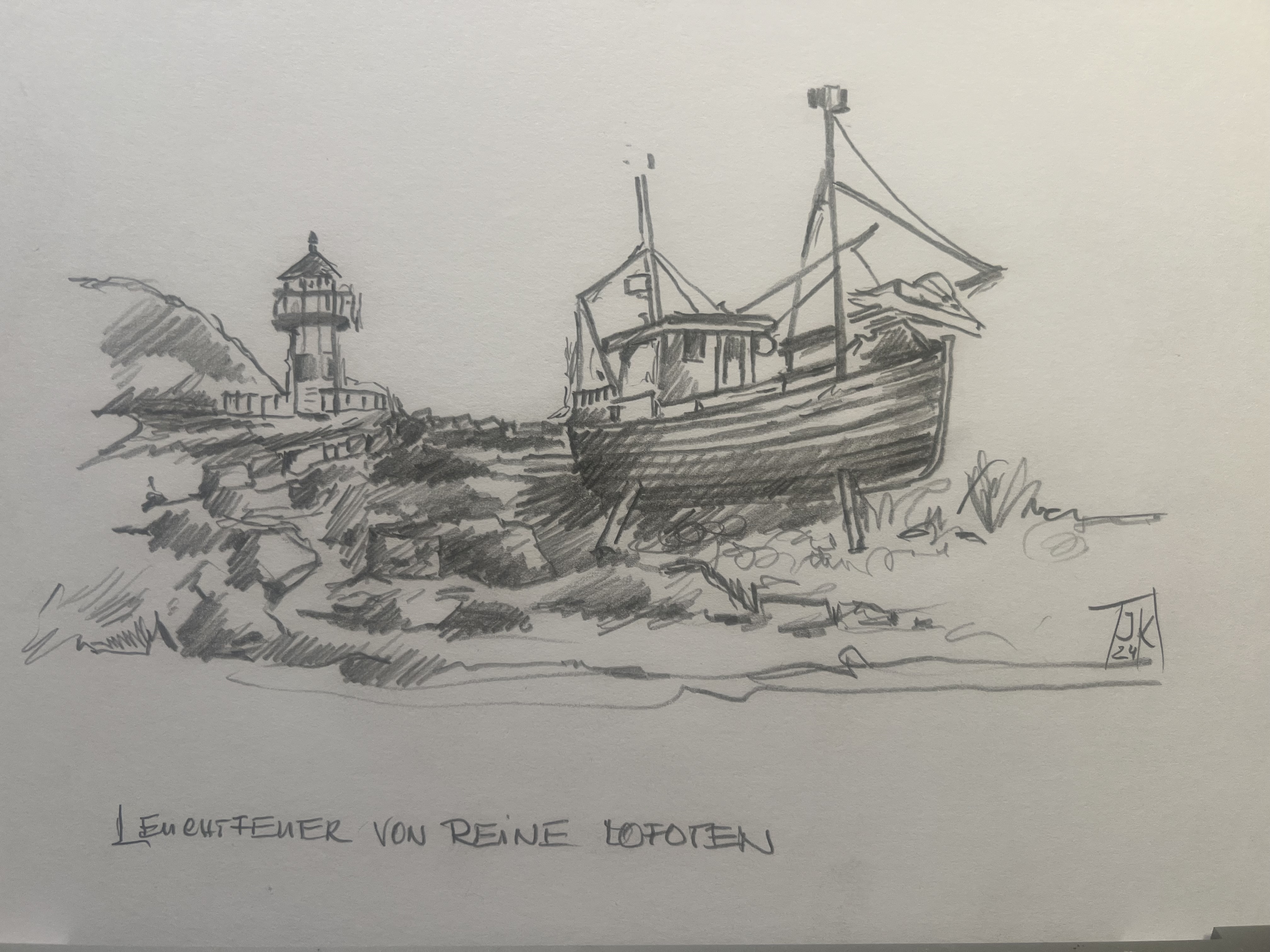 Skizze Norwegenreise 2024 Hafen Reine Lofoten
