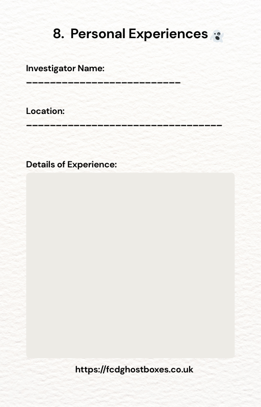 FCD Ghost Hunting Investigator's Report Book